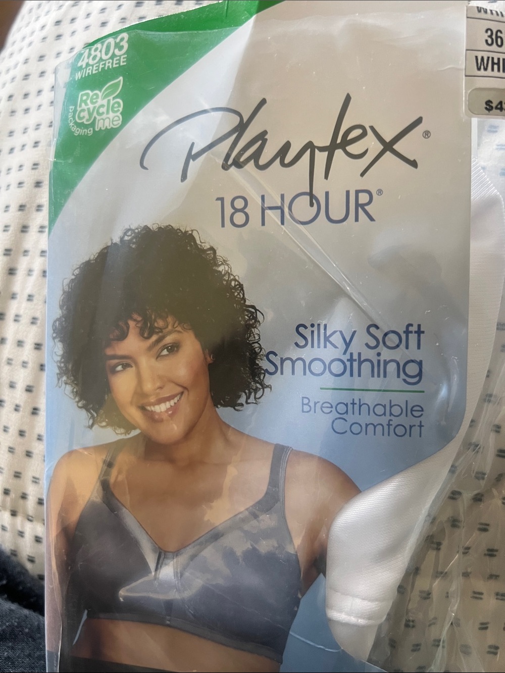 Playtex 18 Hour Silky Soft Smoothing Bra in Gray and White